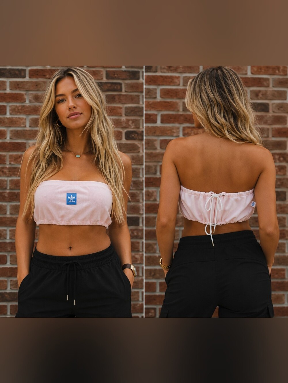 Upcycled Adidas adjustable bandeau top